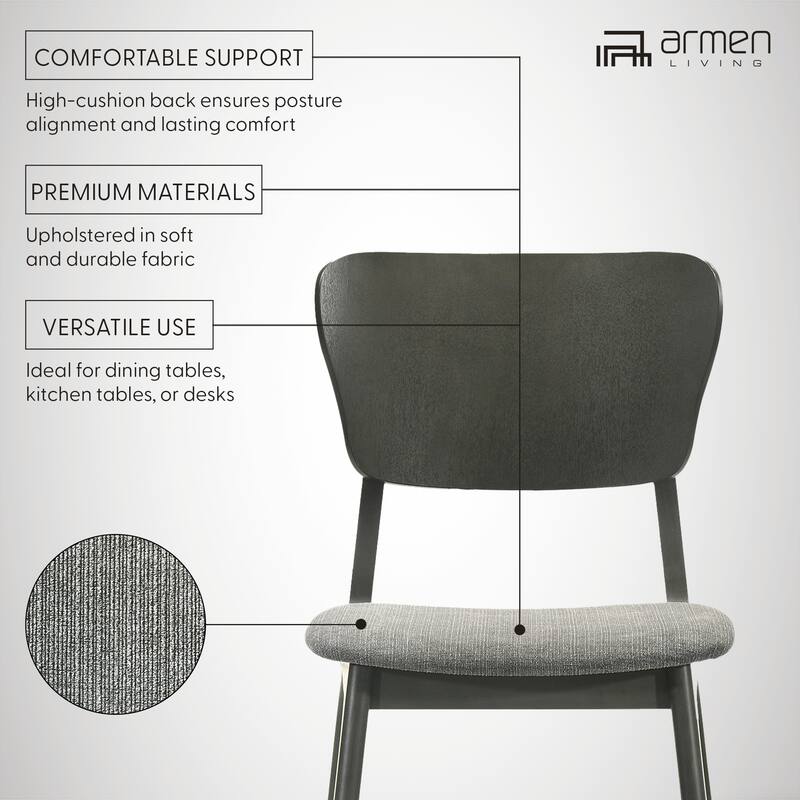 Kalia Mid-Century Modern Upholstered Wood Dining Chairs - Set of 2