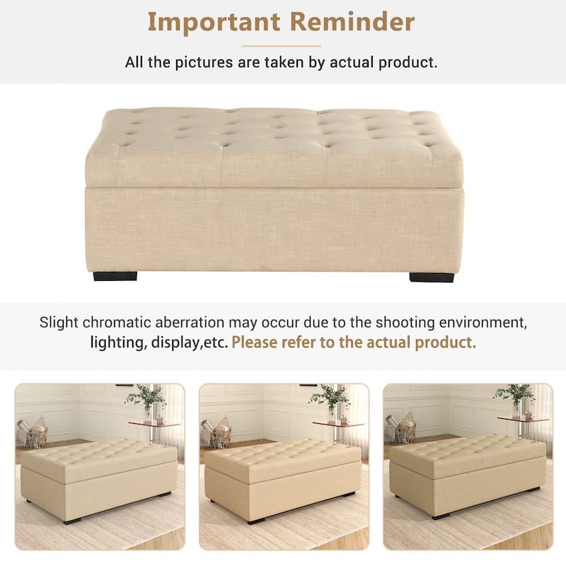 Tufted Sleeper Couch Settee, Ottoman with Folding Sofa Bed, Convertible Ottoman Sleeper with Memory Mattress