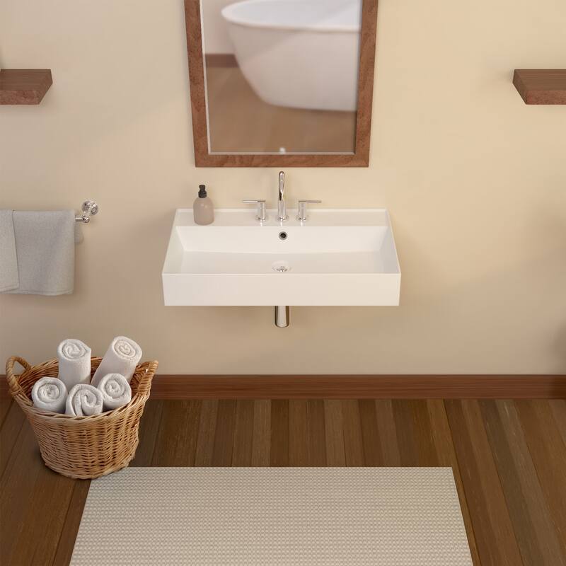 Whitehaus B-AG81-3H 31-7/8" Rectangular Vitreous China Wall Mounted