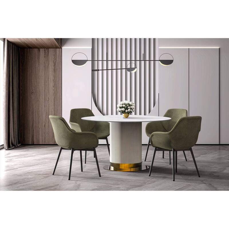 Jexis Round Dining Table with Glass/Sintered Stone Tableop