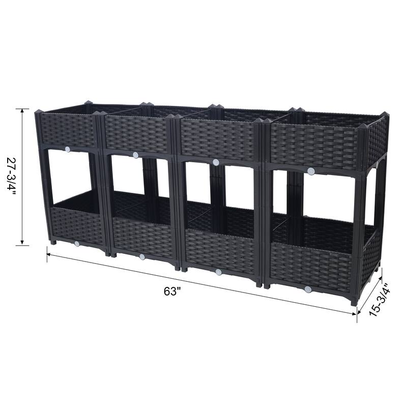 Modern Minimalist Garden Bed with Drainage Plug Raised Bottom Drainage Holes, for Vegetable Flower Herb Outdoor - 8' x 10'