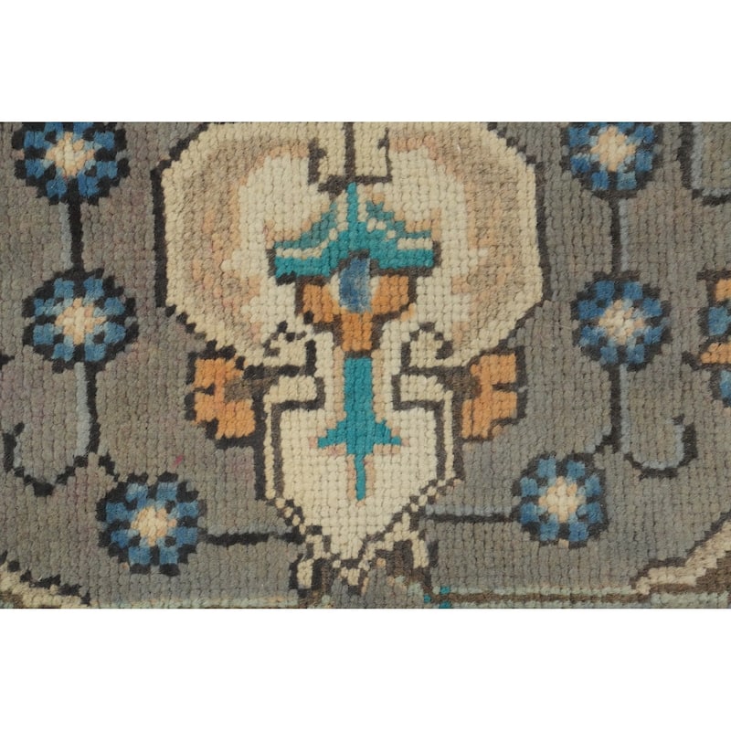 Hand Knotted Oriental 100% Wool Carpet Traditional Floral Greys & Charcoal Tabriz Area Rug - 12' 10'' X 9' 7''