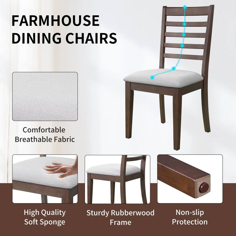 7 Piece Extendable Dining Table Set, Farmhouse Extendable Table with 18" Move Leaf