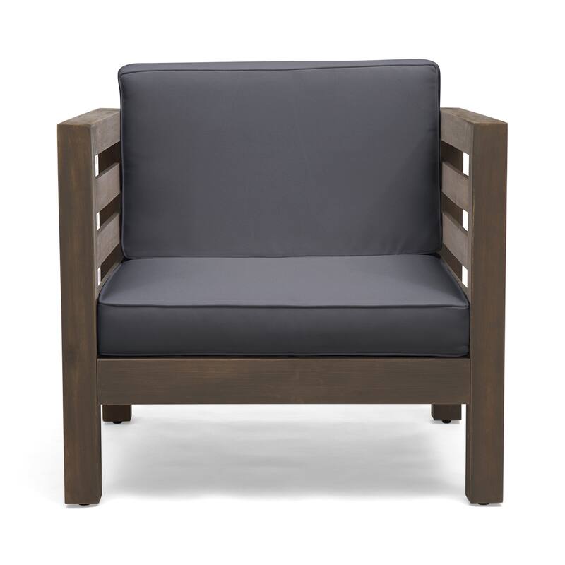 Oana Outdoor Acacia Wood Club Chair with Cushion by Christopher Knight Home