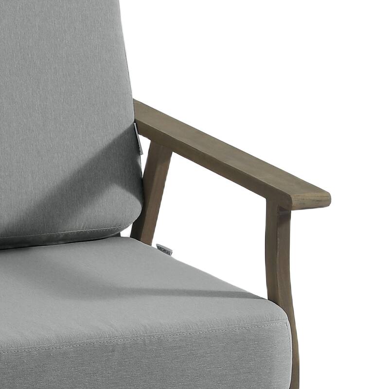 Modern Wood Cushioned Outdoor Patio Sofa Loveseat with Coffee Table