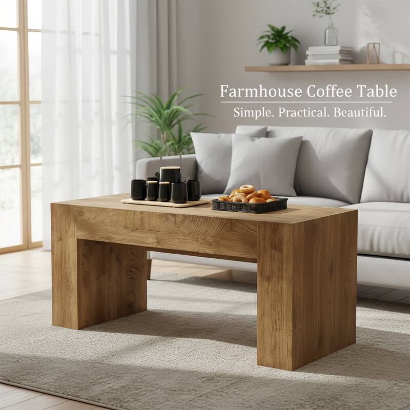 48" Farmhouse Coffee Table Center Table Side Table Cocktail Table Accent Table with Hidden Storage Drawer