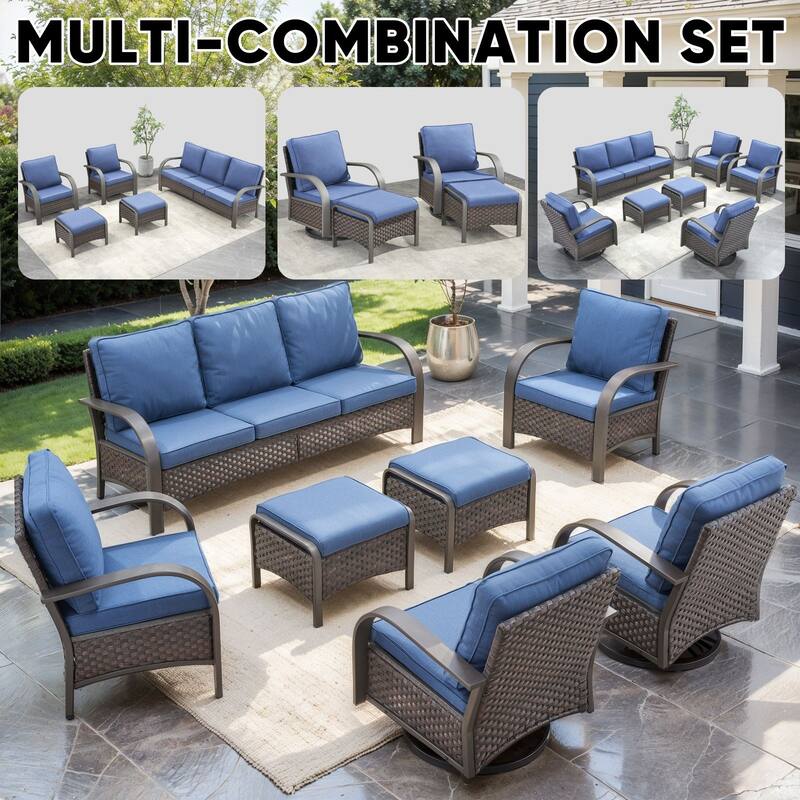 Outside Patio Swivel Chair Glider Chair with Ottomans