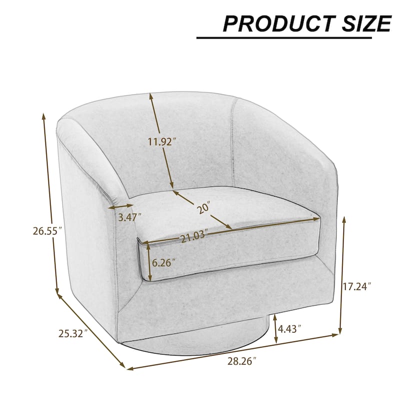 2 Set Round Barrel Chair 360-Degree Swivel Accent Chairs