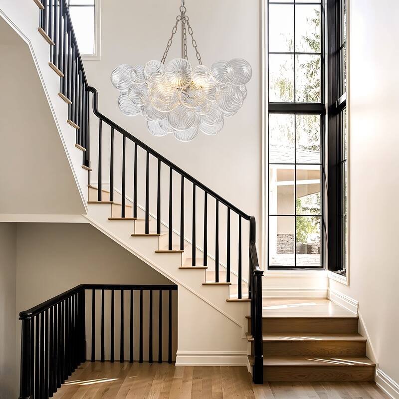 Starsky 6-Light Swirled Bubble Glass Globe chandelier