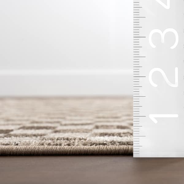 dimension image slide 1 of 2, Nuloom Nikita SpinClean Faded Geometric Machine Washable Area Rug