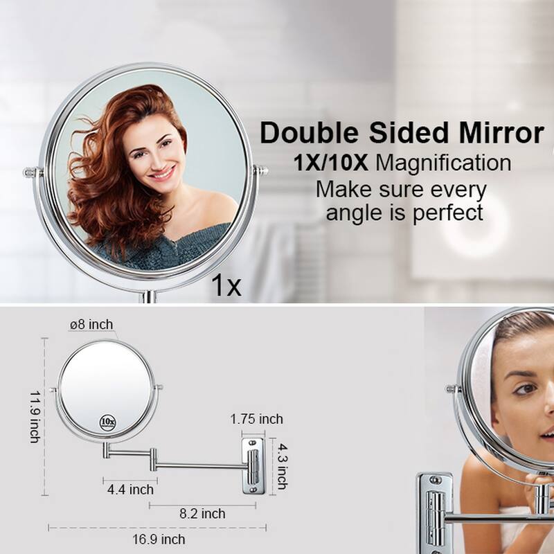 8 inch Double-Sided Anti-Fog Wall Mounted Bathroom Mirror