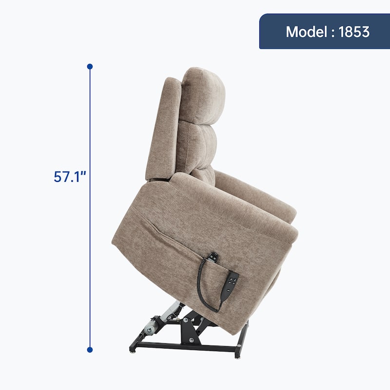 Dual Motor Power Lift Recliner Chair with Massage & Heating, Heavy Duty Electric Recliners with Cup Holders & Side Pockets