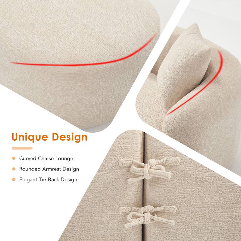 Homylin Boneless L-Shaped Chenille Sectional Sofa with Curved Chaise, 4-Seat