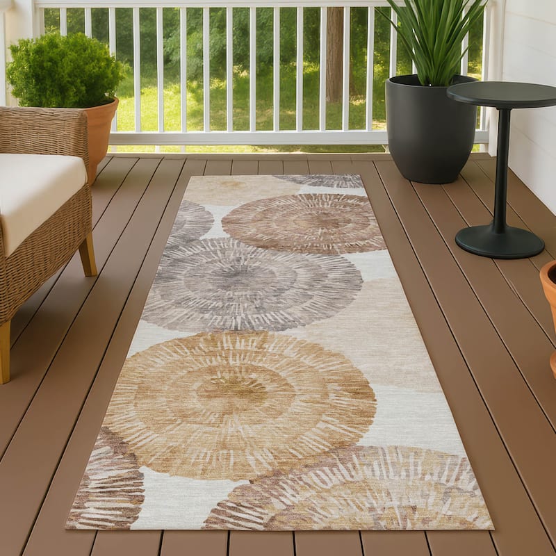 Machine Washable Indoor/ Outdoor Contemporary Devaughn Chantille Rug - Copper - 2'3" x 7'6"