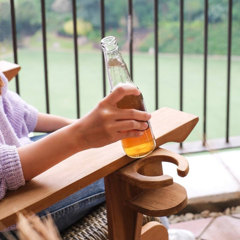 Cambridge Casual Camden Teak Patio Adirondack Chair Set of 2 with Padded Woven Seat