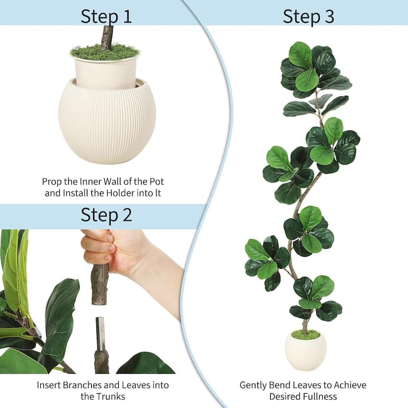 Fiddle Leaf Fig Artificial Tree, Fake Floor Plant for Home Decor