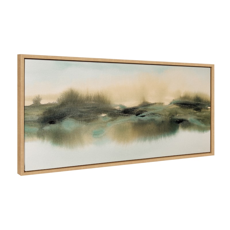 Kate and Laurel Sylvie Tranquil Meadows Framed Canvas by Amy Lighthall - 18x40 - Natural