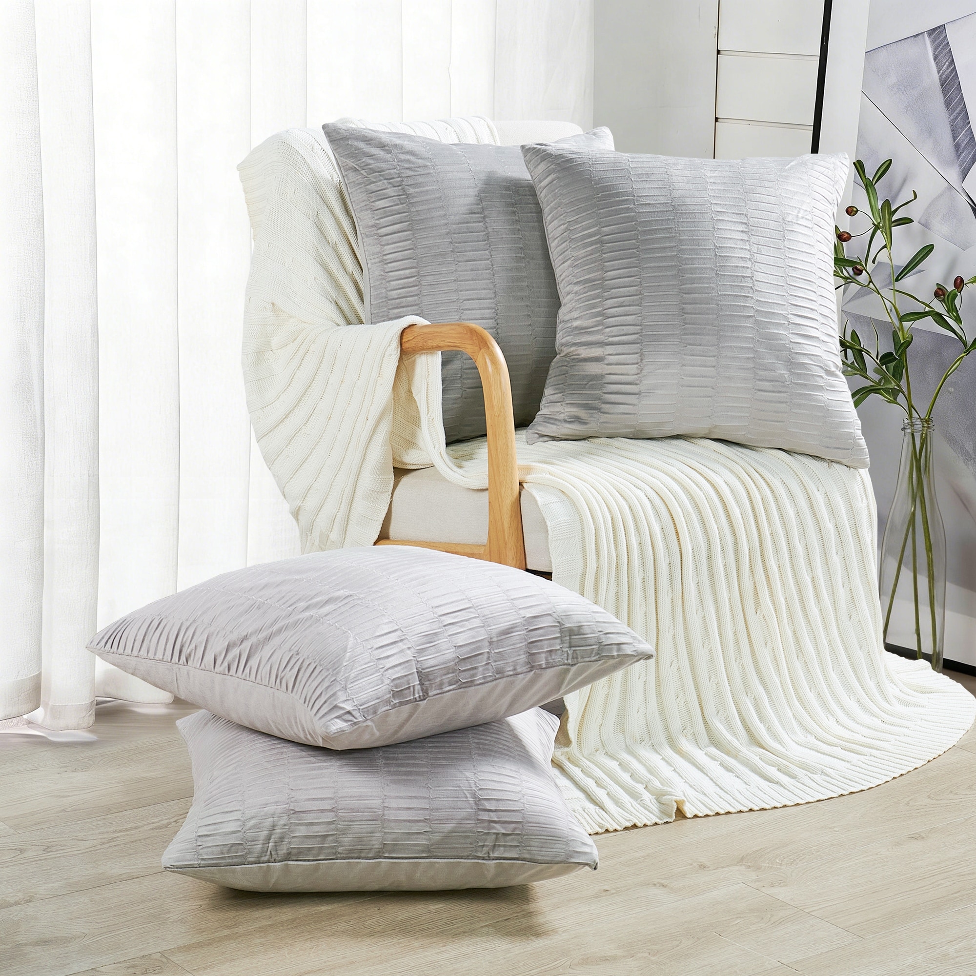 Agnew Pleated Velvet Decorative Throw Pillow Cover Set, NO INSERT