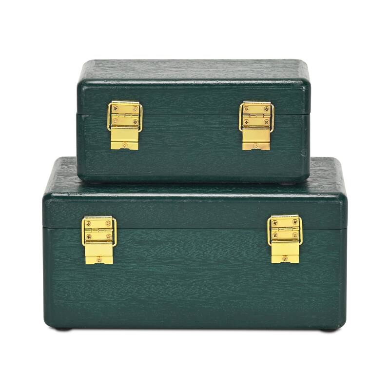 Sable Set of 2 Wooden Boxes with Gold Handles