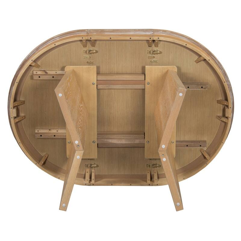 Spruce & Spring Round Dining Table Set for 4, Extendable 5-Piece Mid Century Modern Farmhouse Table with Rattan Chairs