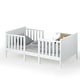 preview thumbnail 12 of 18, Gymax 2-in-1 Convertible Toddler Bed Kids Wooden Bedroom Furniture w/