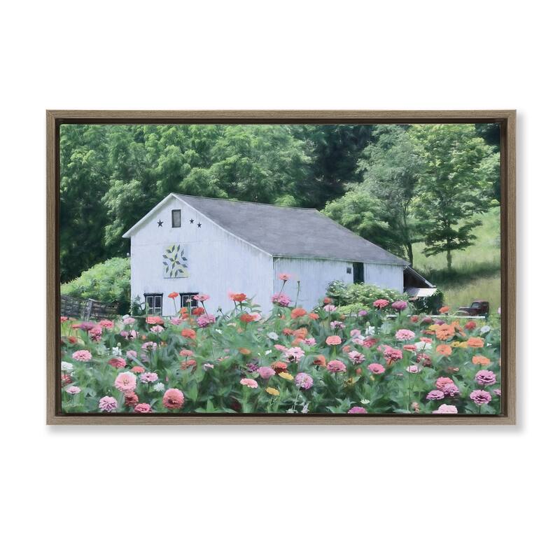 Stupell Countryside House in Garden Framed Floater Canvas Wall Art Design By Lori Deiter - 31 x 21 - Brown