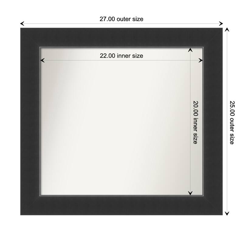 Corvino Black Framed Non-Beveled Custom Wall Mirror, Bathroom Vanity Mirror - Outer Size: 27 x 25