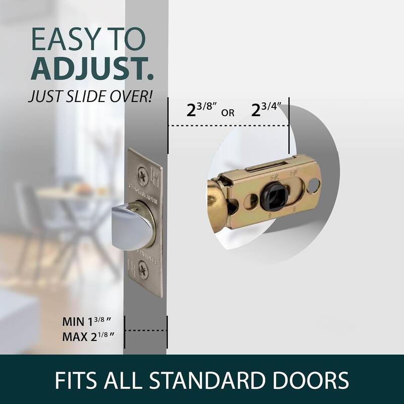 Mega Handles 2-Way Adjustable Door Latch | Universal Half Moon Spindles | For Hidden & Interior Door Lock Systems