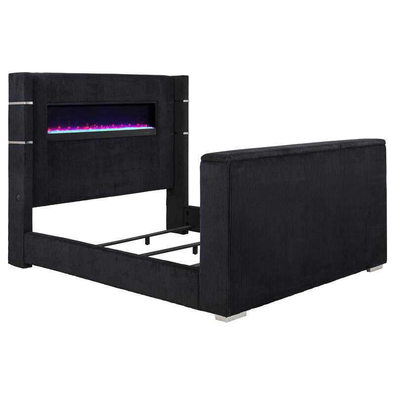 Tisdall Flame Visualizer Wingback TV Bed Black