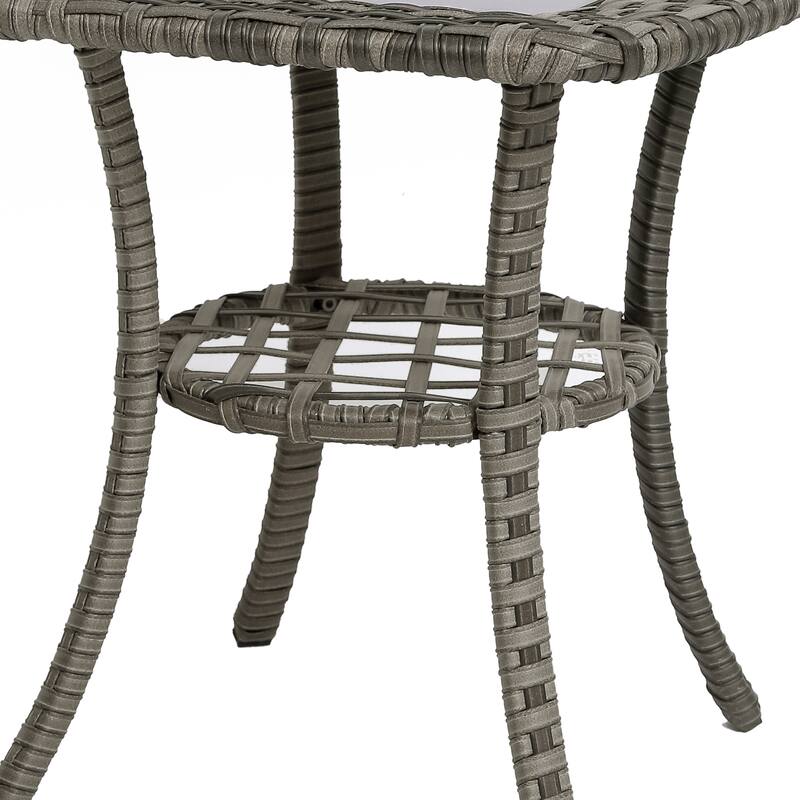 Outdoor Rattan Conversation Swivel Chair Set of 3 with Table