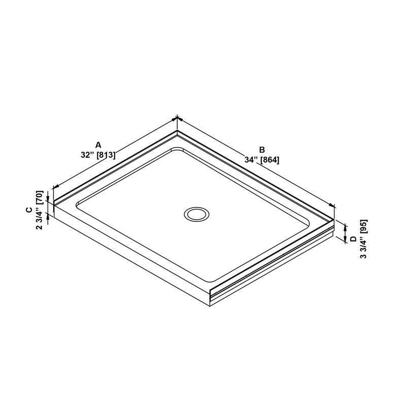 Ove Decors 15SBR-BALI34 Bali 34" x 32" Rectangular Shower Base with