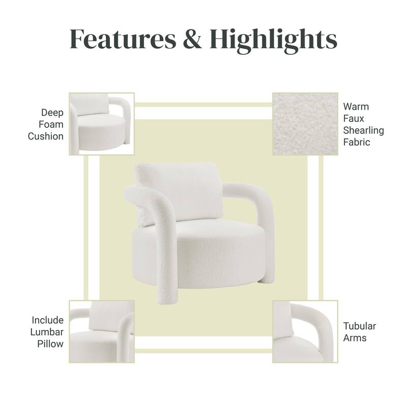 NPD Furniture Maisie Faux Shearling Accent Arm Chair