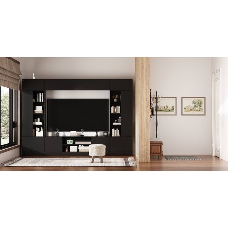 Versatile Wall Unit TV Stand LED Lighting - Accommodates TVs up to 75