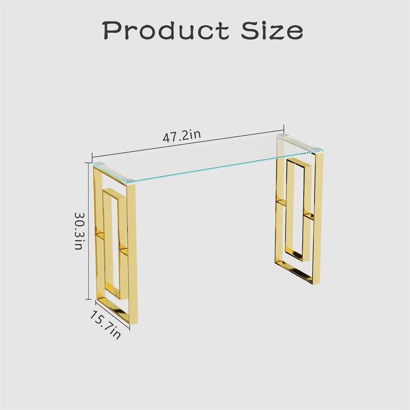 Console Table Stainless Steel Glass,Meal Side Table - Gold