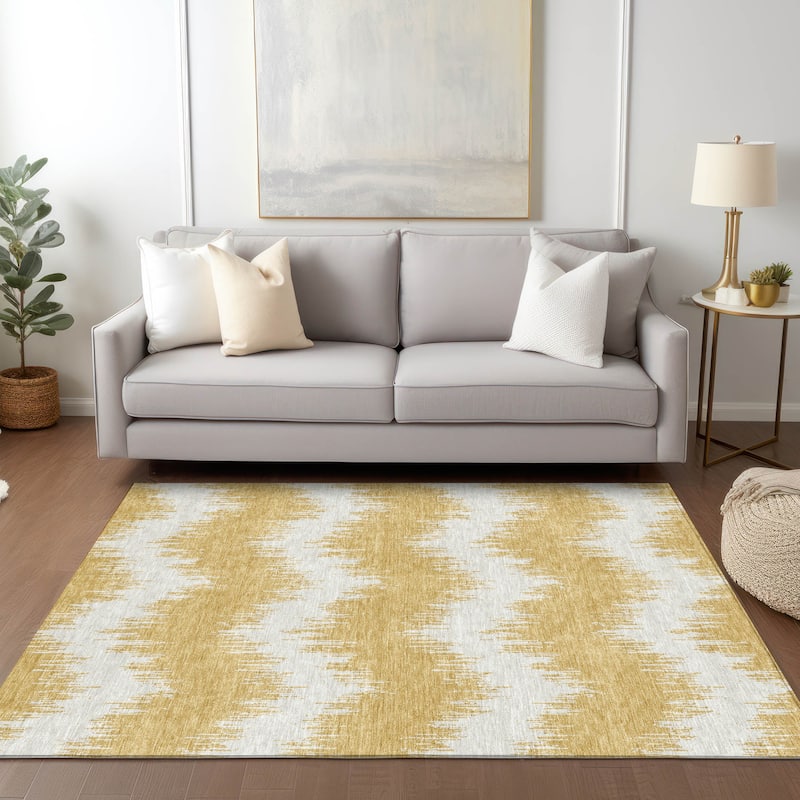 Machine Washable Indoor/ Outdoor Chantille Modern Chevron Rug