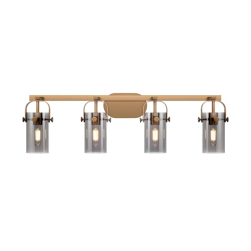Innovations Lighting 423-4W-10-35 Pilaster II Cylinder Vanity Pilaster - Brushed Brass / Plated Smoke