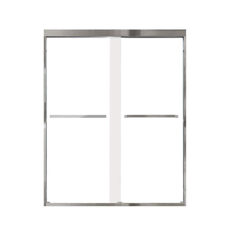 Frederick 59 in. W x 76 in. H Sliding Semi-Frameless Shower Door in Brushed Nickel with Clear Glass - 60 x 76 - 60 x 76