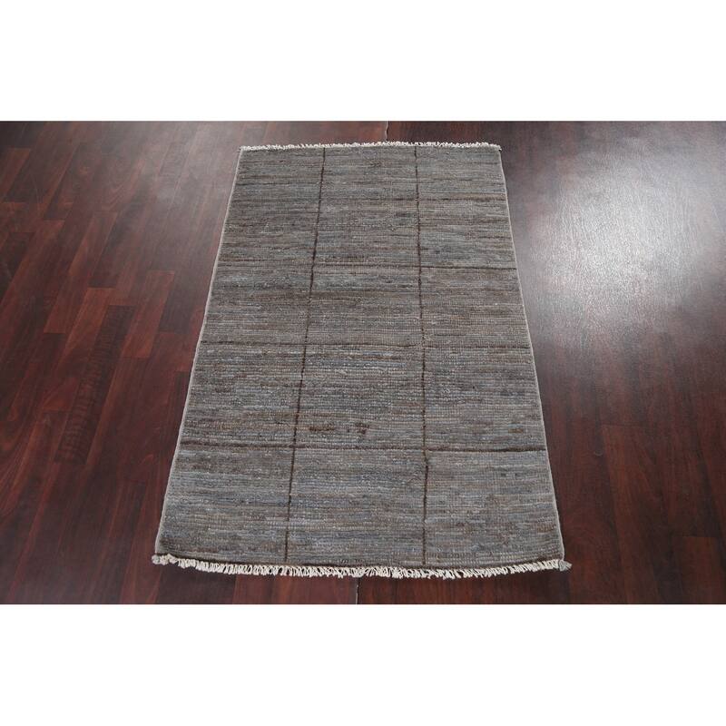 Geometric Checkered Gabbeh Kashkoli Area Rug Hand-knotted Wool Carpet - 2'11" x 4'6"