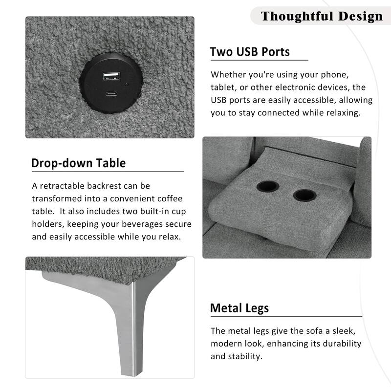 88.2" L-Shaped Upholstered Sofa with Ample Storage Space, Two Cup Holders and Two USB Ports