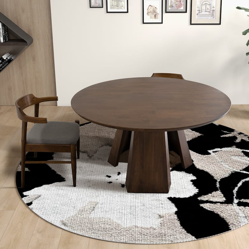 Makoto 53" Japandi Style Solid Wood Round Dining Table - Walnut