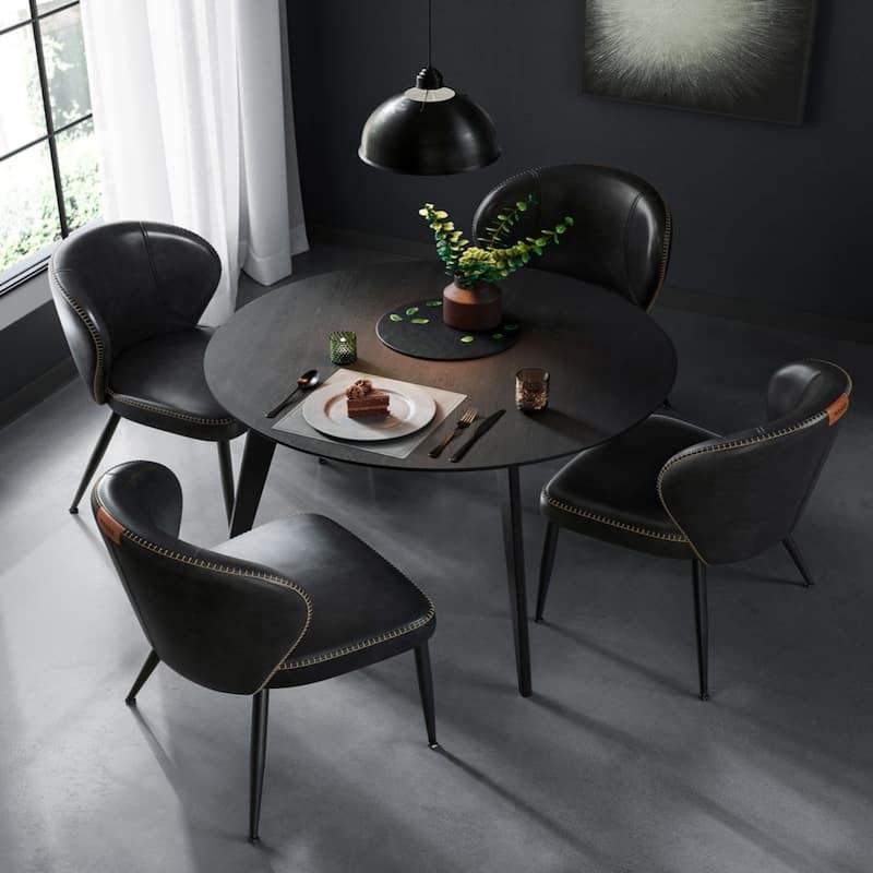 Modern Dining Chairs with Steel Frame and Synthetic Leather Padded Seat