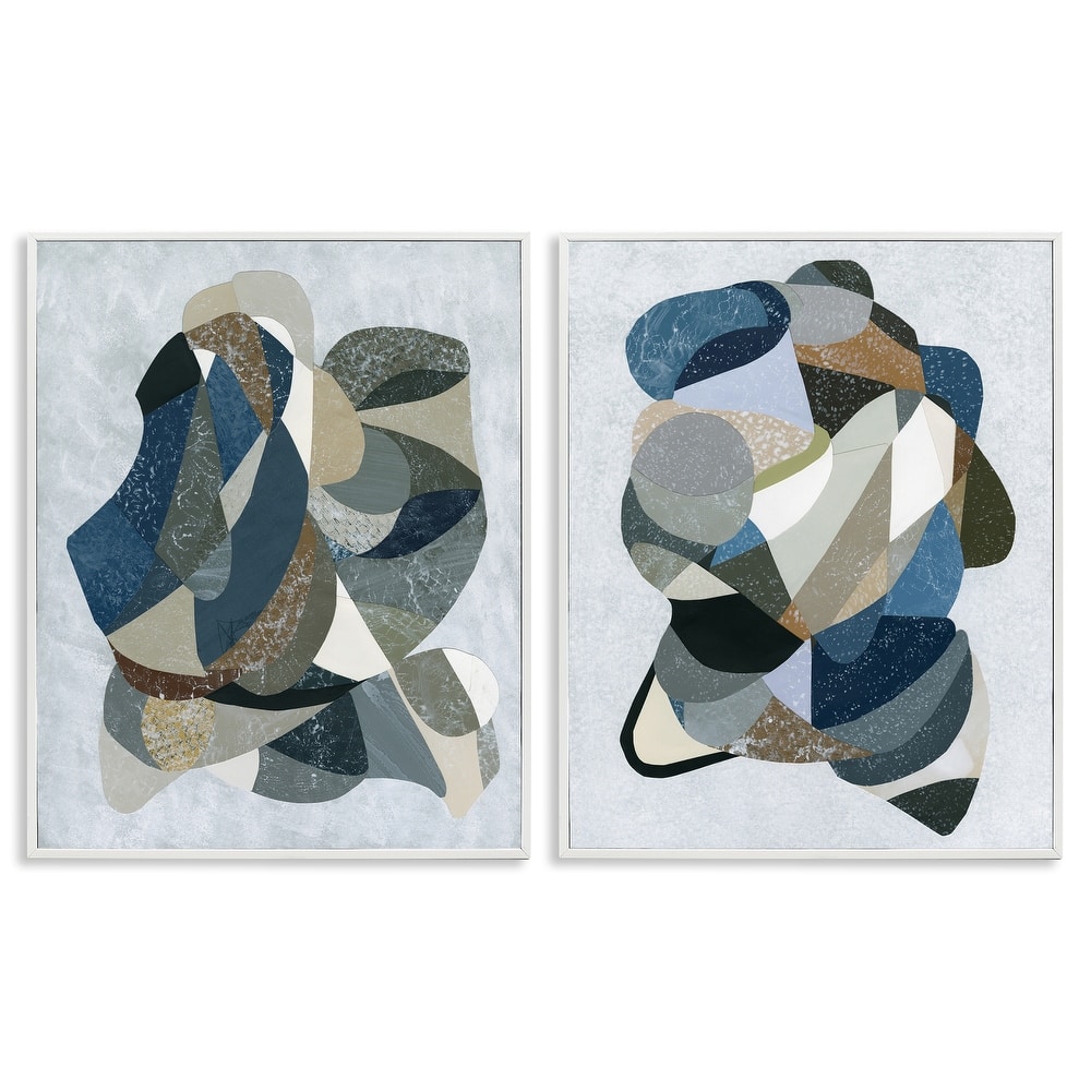 Stupell Neutral Geometric Patterns Framed Giclee Art Design By Coco Good (Set of 2)