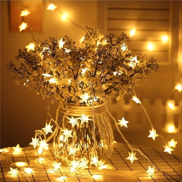 10ft 20LED String Stars Fairy Lights Warm White Home Bedroom Xmas Party Decor US 