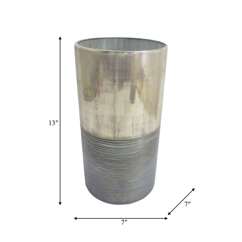 Sagebrook Home Glass Vases Modern Decorative Ribbed Cylinder Vase in High-Quality Glass