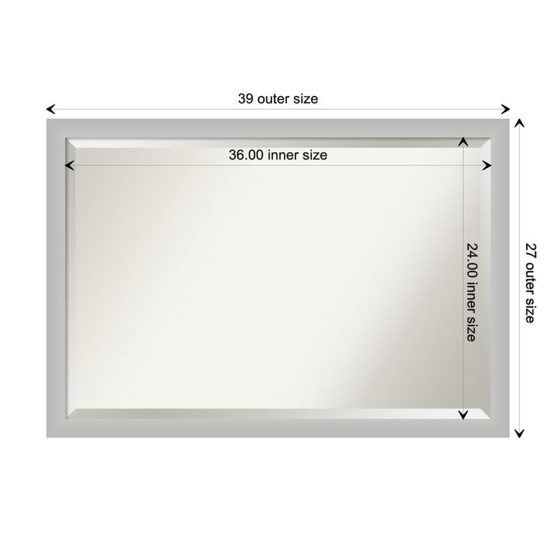 Beveled Wood Bathroom Wall Mirror - Low Luster Silver Frame - Low Luster Silver