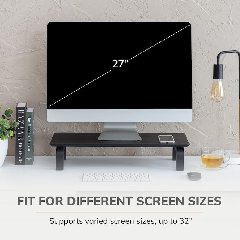 Jani Wood Monitor Stand Riser Desk - Ergonomic Design Stand, Desktop Organizer Table for Home, Office Workspace, Gaming Desk