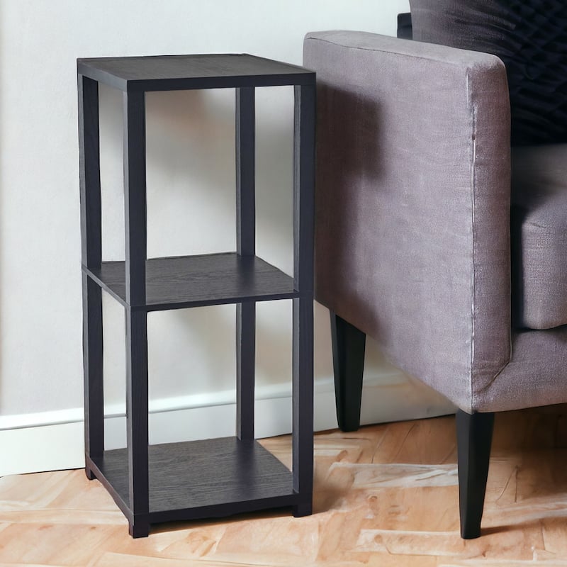 HomeRoots 28" Black Square End Table With Two Shelves - 11.5" W x 11.5" D x 27.75" H