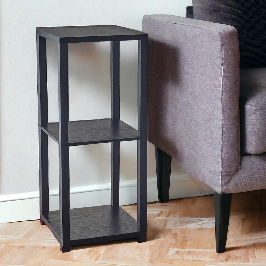 HomeRoots 28" Black Square End Table With Two Shelves