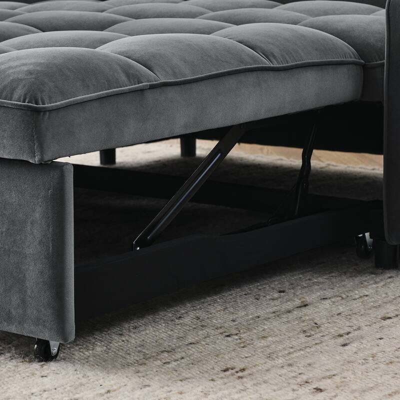 Velvet Sofa Bed with Pull-Out Sleeper and USB Charging Ports for Living Room or Guest Room