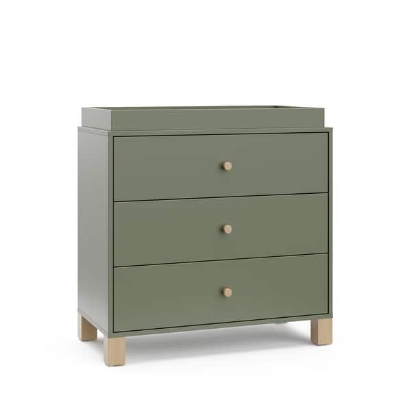 slide 2 of 8, Storkcraft California 3 Drawer Chest With Topper Olive/Driftwood